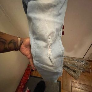 Ripped Holes Denim Overalls
